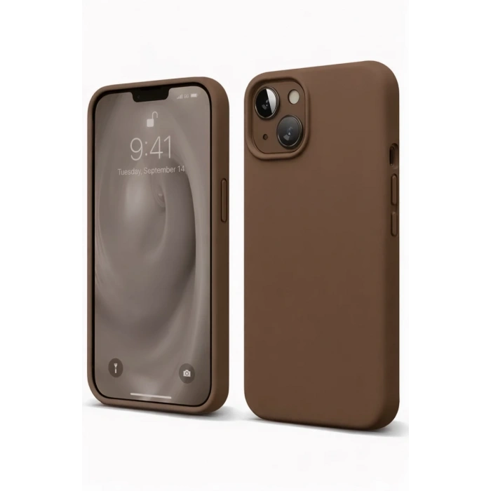 Apple iPhone 14 Uyumlu Kılıf First Silikon - Kahverengi