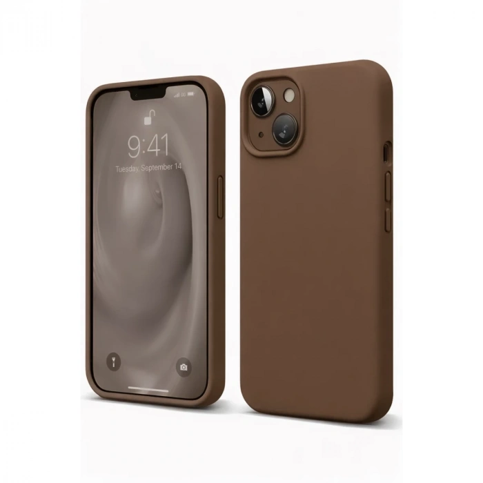Apple iPhone 14 Uyumlu Kılıf First Silikon - Kahverengi