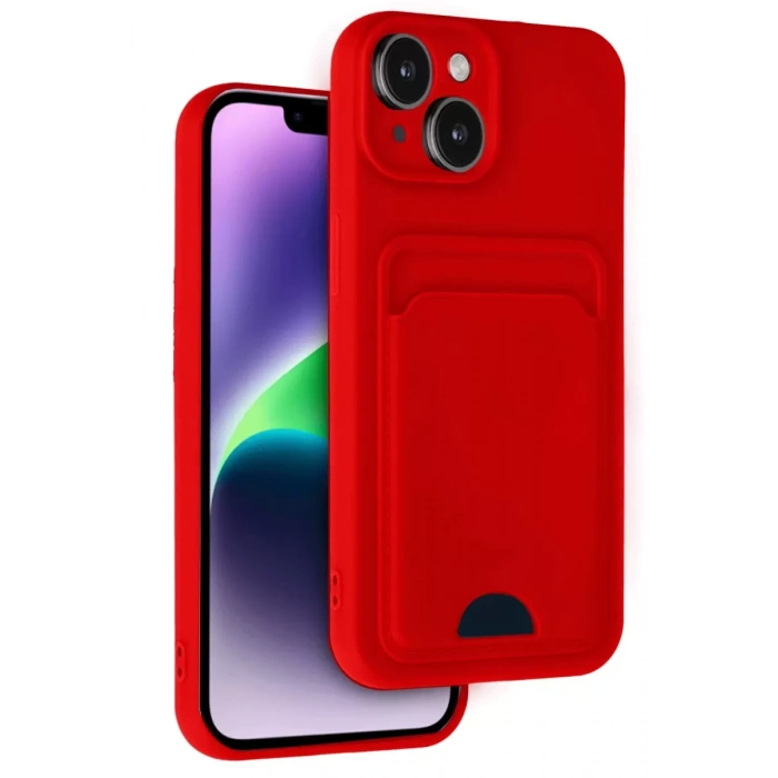 Apple iPhone 14 Uyumlu Kılıf Kelvin Kartvizitli Silikon - Kırmızı