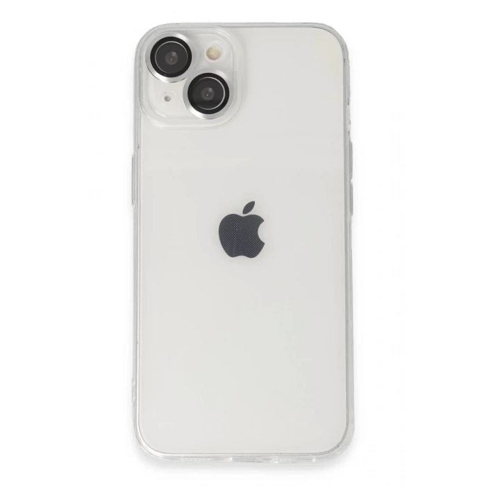 Apple iPhone 14 Uyumlu Kılıf Luko Lens Silikon - Gümüş
