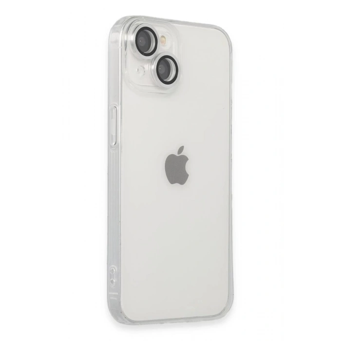 Apple iPhone 14 Uyumlu Kılıf Luko Lens Silikon - Gümüş