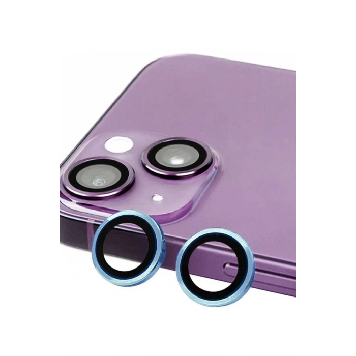 Apple iPhone 14 Uyumlu Raze Metal Kamera Lens - Mavi