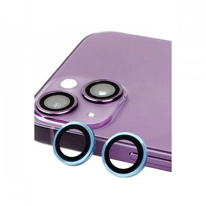 Apple iPhone 14 Uyumlu Raze Metal Kamera Lens - Mavi
