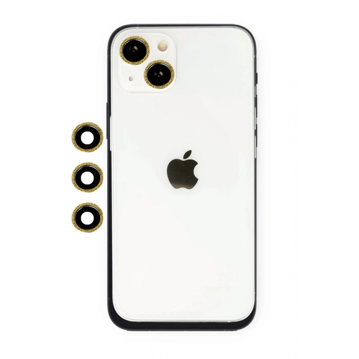 Apple iPhone 14 Uyumlu Shine Kamera Lens - Gold