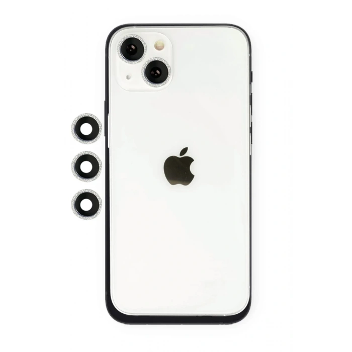 Apple iPhone 14 Uyumlu Shine Kamera Lens - Gümüş