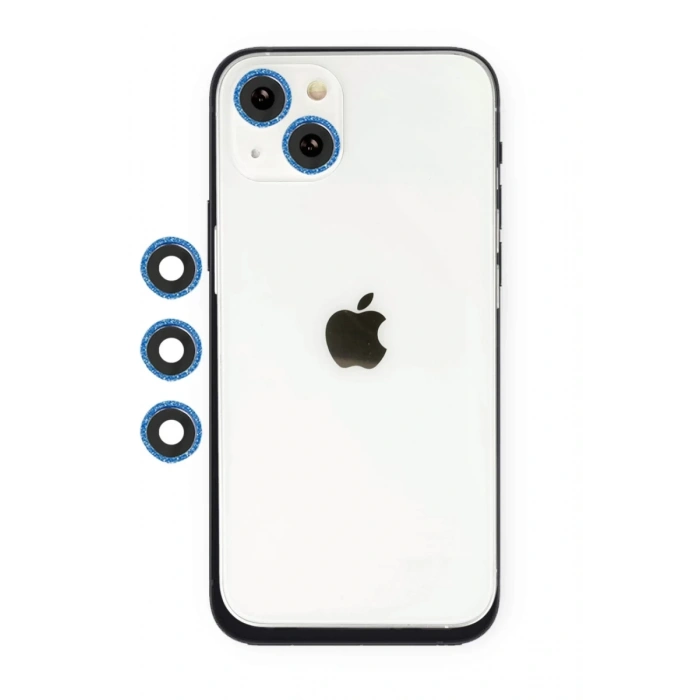 Apple iPhone 14 Uyumlu Shine Kamera Lens - Mavi