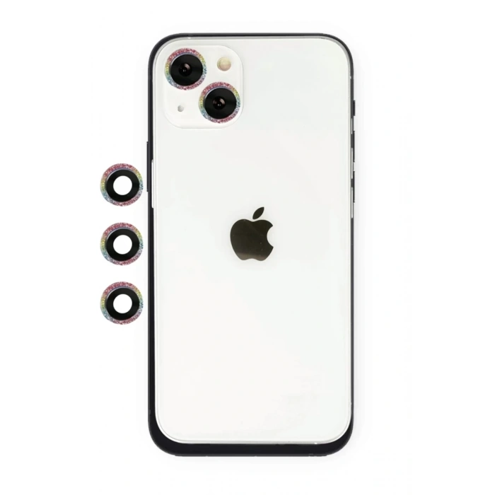 Apple iPhone 14 Uyumlu Shine Kamera Lens - Rainbow