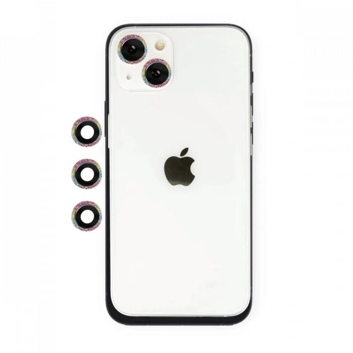 Apple iPhone 14 Uyumlu Shine Kamera Lens - Rainbow