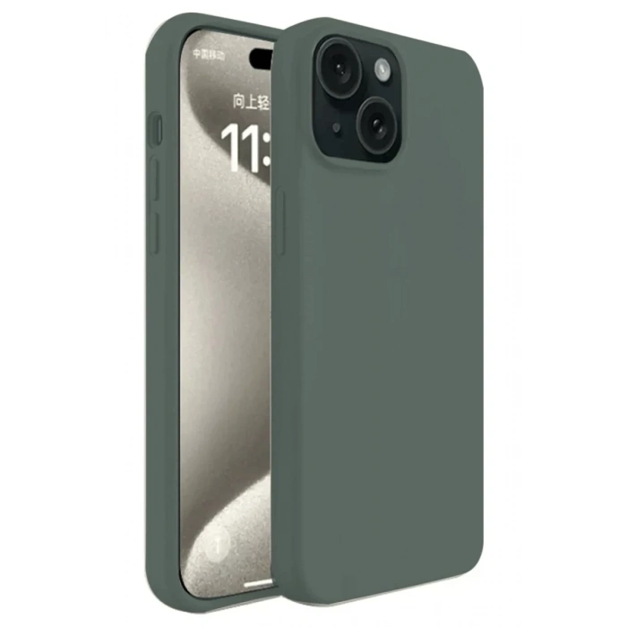 Apple iPhone 15 Kılıf First Silikon - Koyu Yeşil
