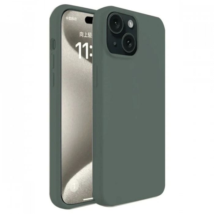 Apple iPhone 15 Plus Kılıf First Silikon - Koyu Yeşil