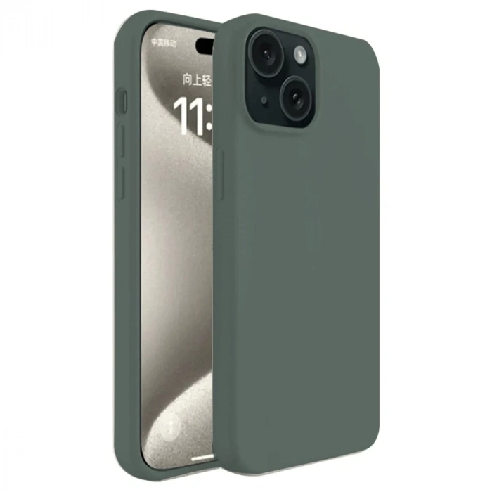 Apple iPhone 15 Plus Kılıf First Silikon - Koyu Yeşil