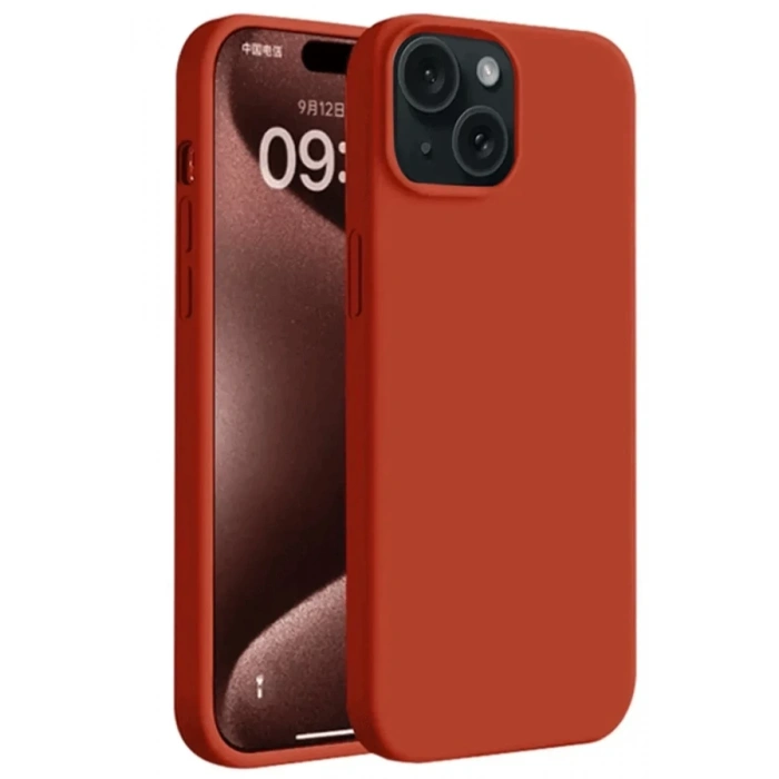Apple iPhone 15 Plus Uyumlu Kılıf First Silikon - Kırmızı