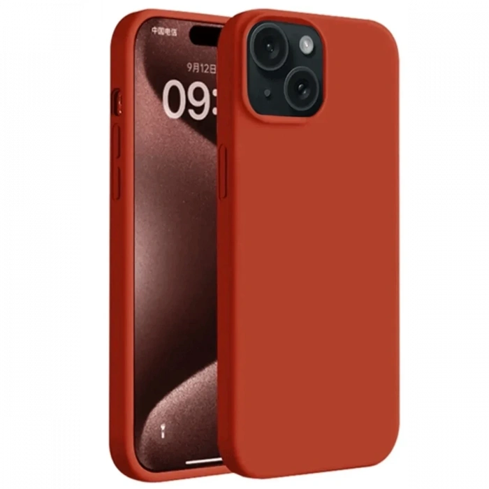 Apple iPhone 15 Plus Uyumlu Kılıf First Silikon - Kırmızı