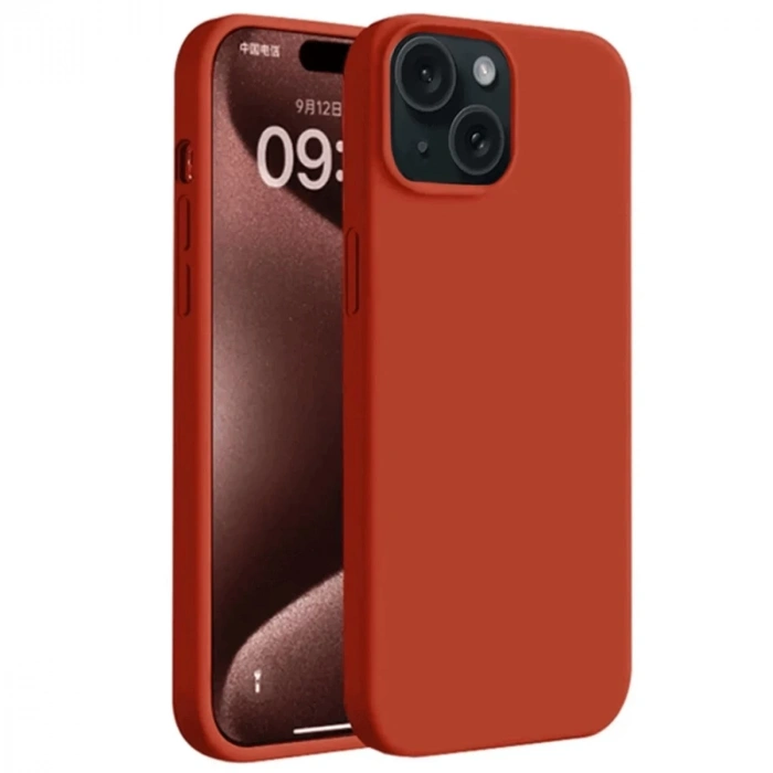 Apple iPhone 15 Plus Uyumlu Kılıf First Silikon - Kırmızı