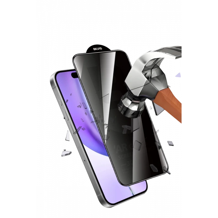 Apple iPhone 15 Pro Max 5D Privacy Diamond Hayalet Cam Ekran Koruyucu