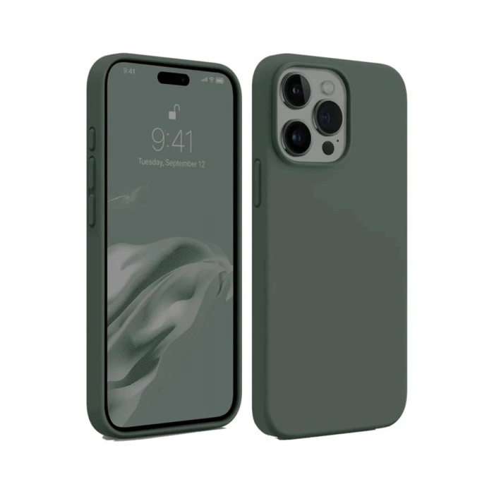 Apple iPhone 15 Pro Max Kılıf First Silikon - Koyu Yeşil