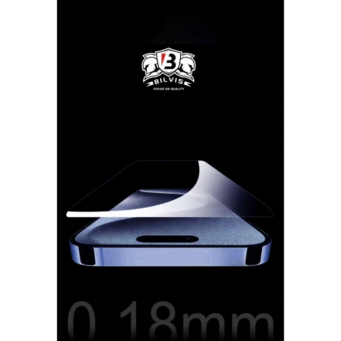 Apple iPhone 15 Pro Max Uyumlu Bilvis 0.18mm Plus Cam Ekran Koruyucu