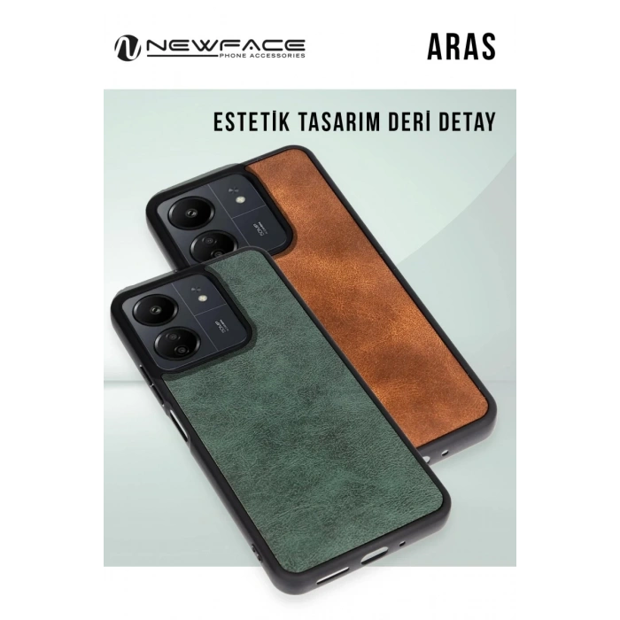 Apple iPhone 15 Pro Max Uyumlu Kılıf Aras Deri Kapak - Taba