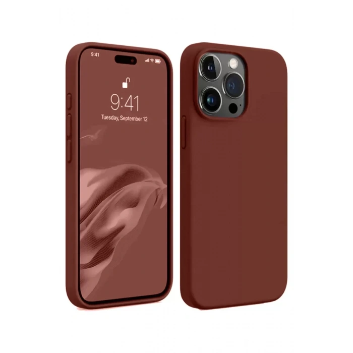 Apple iPhone 15 Pro Max Uyumlu Kılıf First Silikon - Bordo