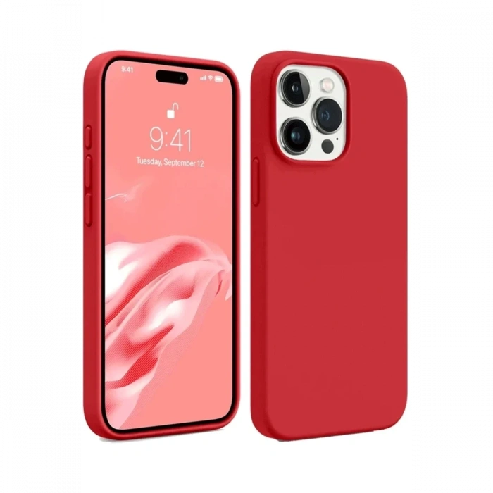 Apple iPhone 15 Pro Max Uyumlu Kılıf First Silikon - Kırmızı