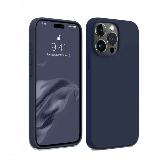 Apple iPhone 15 Pro Max Uyumlu Kılıf First Silikon - Lacivert