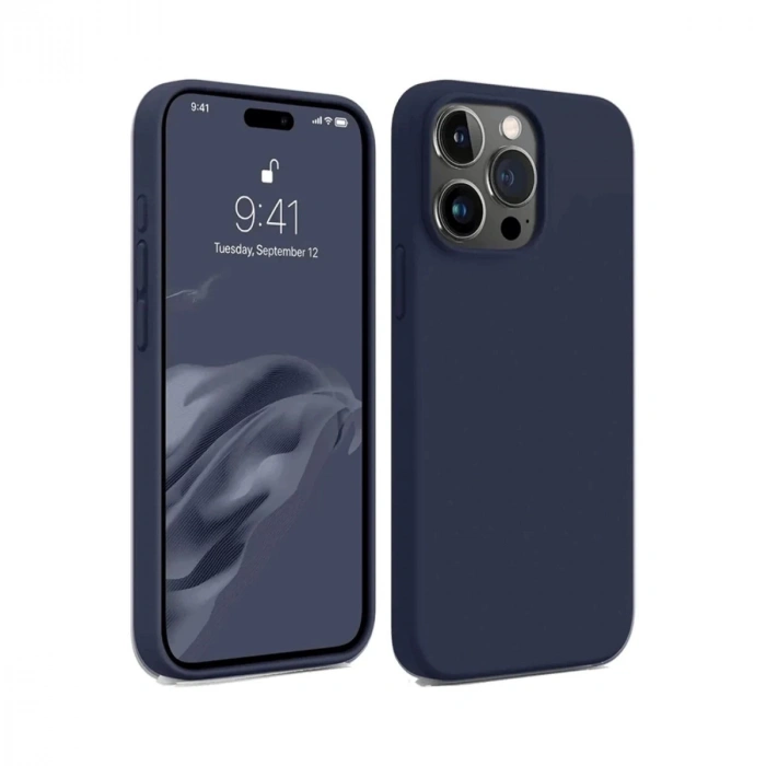 Apple iPhone 15 Pro Max Uyumlu Kılıf First Silikon - Lacivert