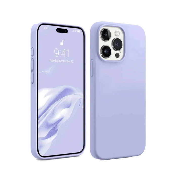 Apple iPhone 15 Pro Max Uyumlu Kılıf First Silikon - Lila