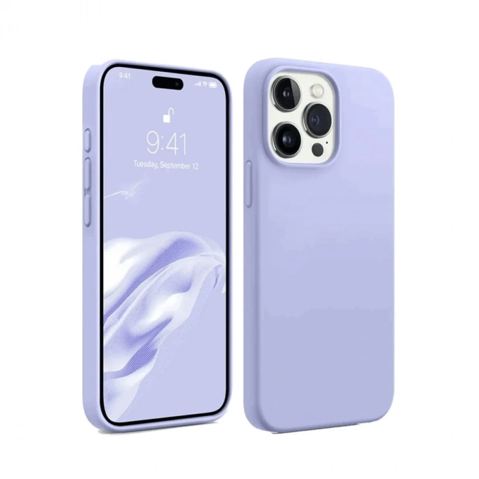 Apple iPhone 15 Pro Max Uyumlu Kılıf First Silikon - Lila