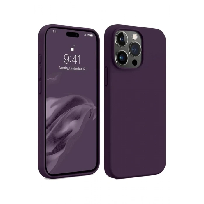 Apple iPhone 15 Pro Max Uyumlu Kılıf First Silikon - Mürdüm