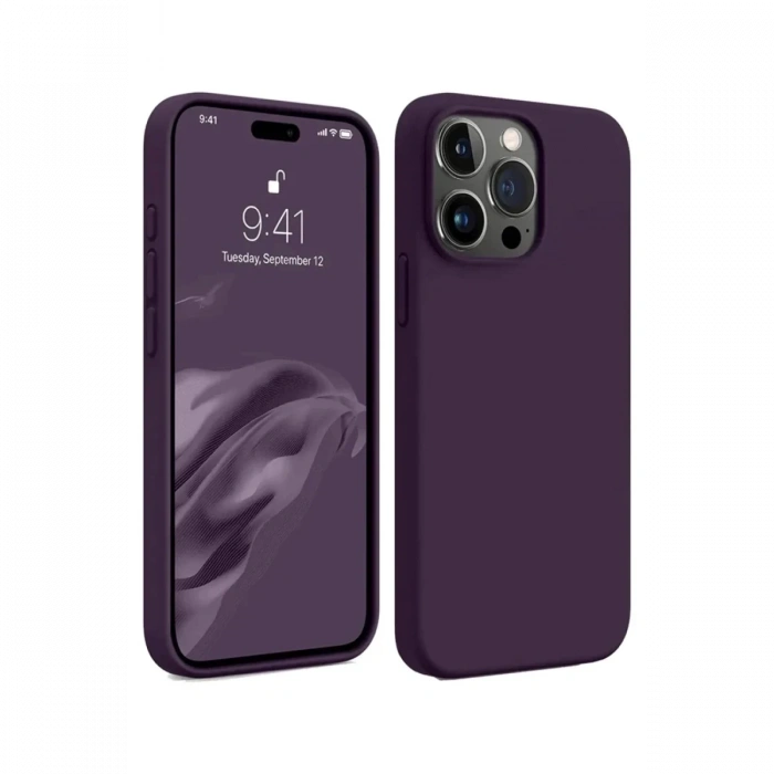 Apple iPhone 15 Pro Max Uyumlu Kılıf First Silikon - Mürdüm
