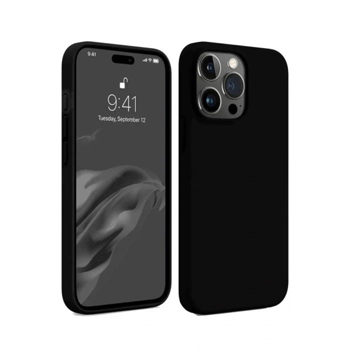 Apple iPhone 15 Pro Max Uyumlu Kılıf First Silikon - Siyah