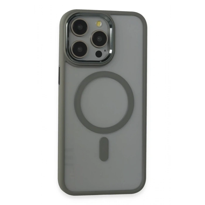 Apple iPhone 15 Pro Max Uyumlu Kılıf Room Magneticsafe Silikon - Gri