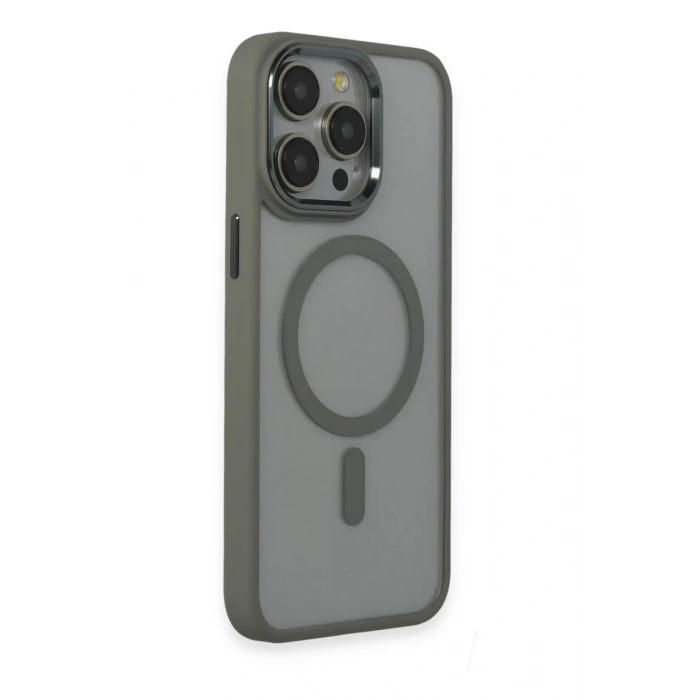 Apple iPhone 15 Pro Max Uyumlu Kılıf Room Magneticsafe Silikon - Gri