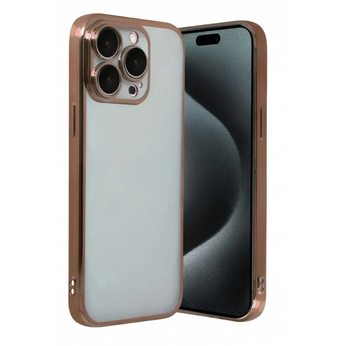 Apple iPhone 15 Pro Max Uyumlu Lensli Silikon - Çöl Titanyum