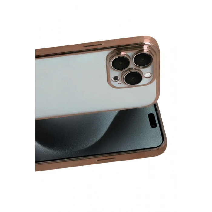 Apple iPhone 15 Pro Max Uyumlu Lensli Silikon - Çöl Titanyum