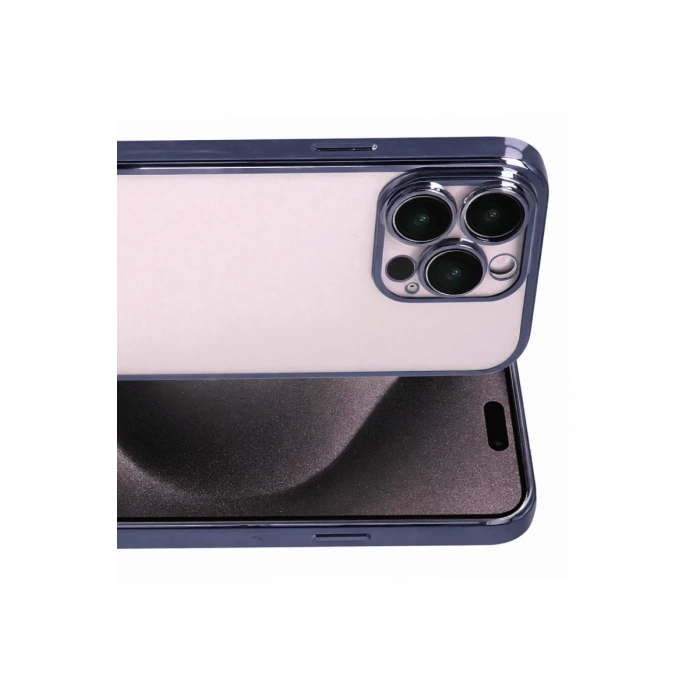 Apple iPhone 15 Pro Max Uyumlu Lensli Silikon - Lacivert