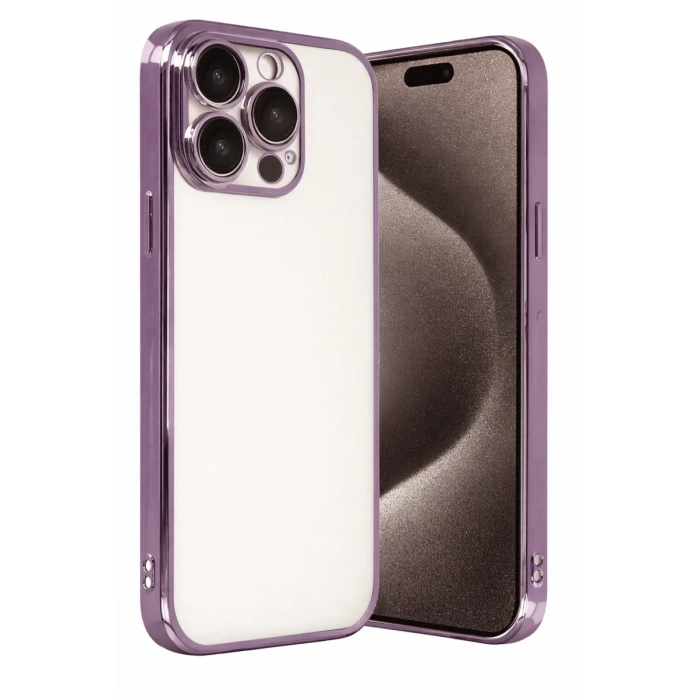 Apple iPhone 15 Pro Max Uyumlu Lensli Silikon - Mor