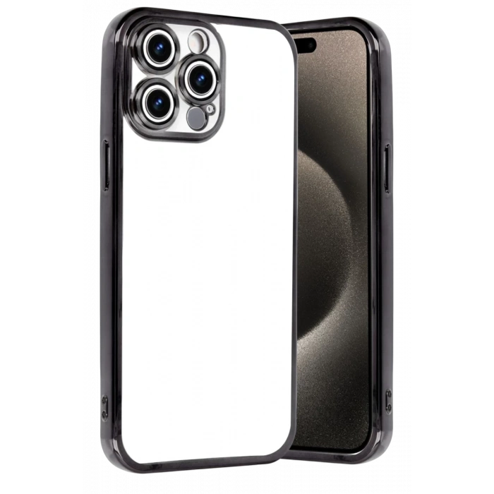 Apple iPhone 15 Pro Max Uyumlu Lensli Silikon - Siyah