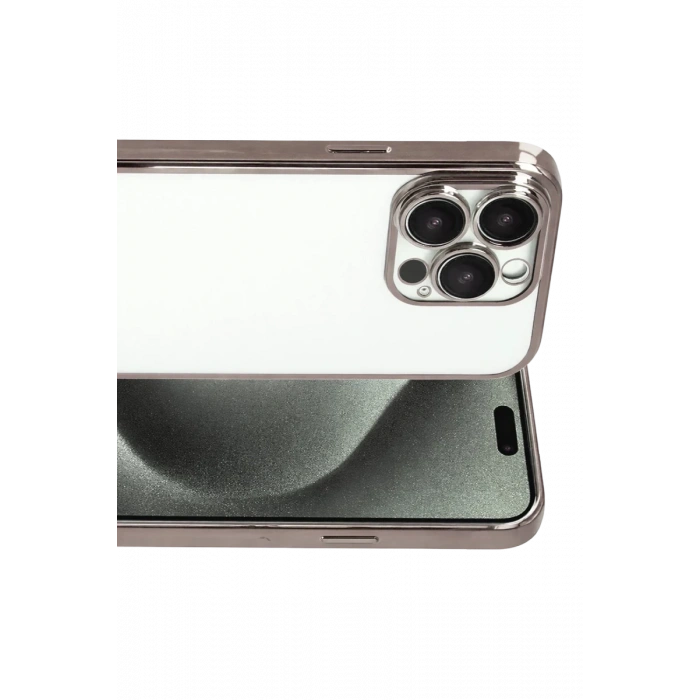 Apple iPhone 15 Pro Max Uyumlu Lensli Silikon - Titan Gri