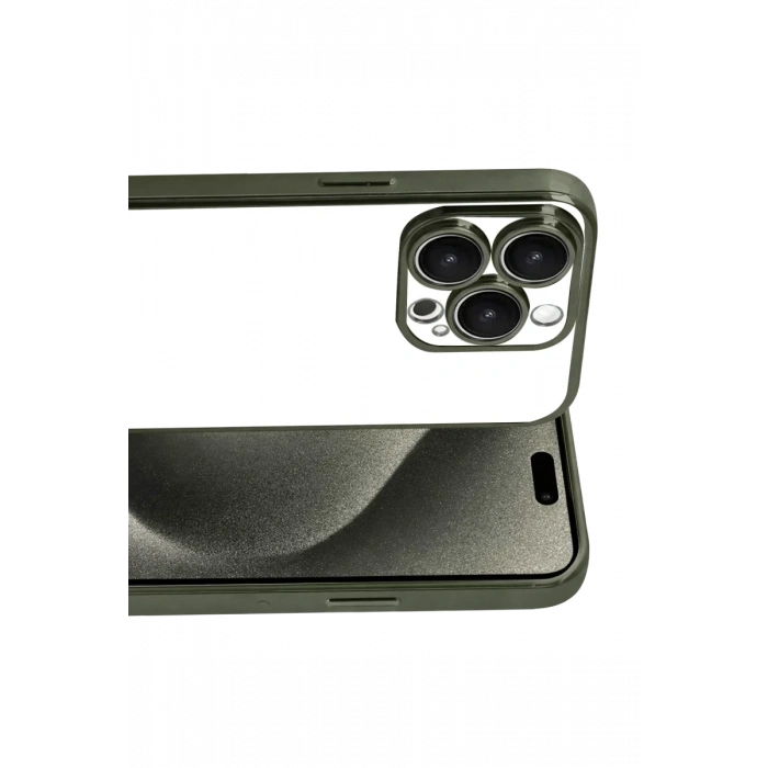 Apple iPhone 15 Pro Max Uyumlu Lensli Silikon - Yeşil