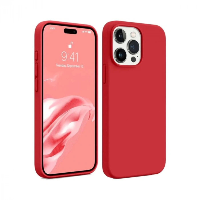 Apple iPhone 15 Pro Uyumlu Kılıf First Silikon - Kırmızı