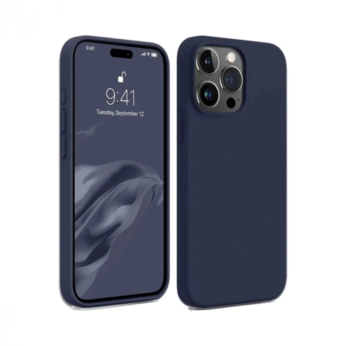Apple iPhone 15 Pro Uyumlu Kılıf First Silikon - Lacivert