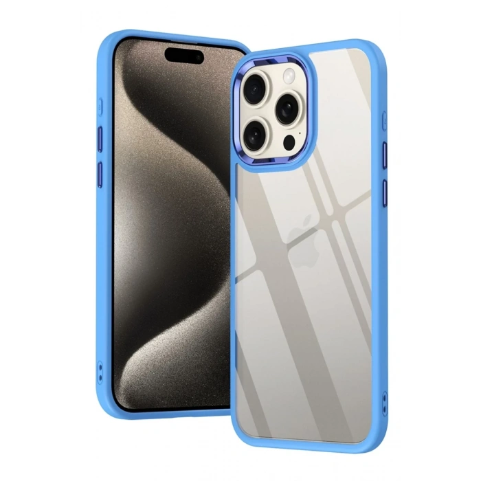 Apple iPhone 15 Pro Uyumlu Kılıf Power Silikon - Mavi