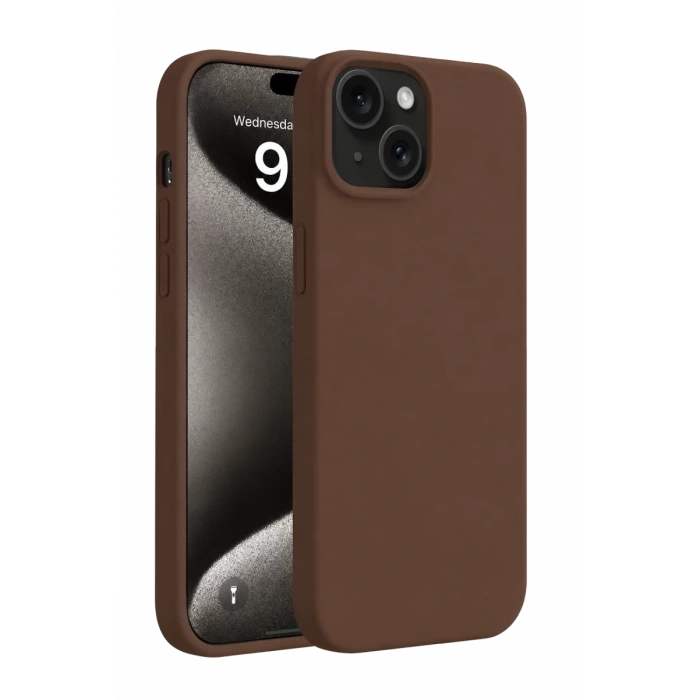 Apple iPhone 15 Uyumlu Kılıf First Silikon - Kahverengi