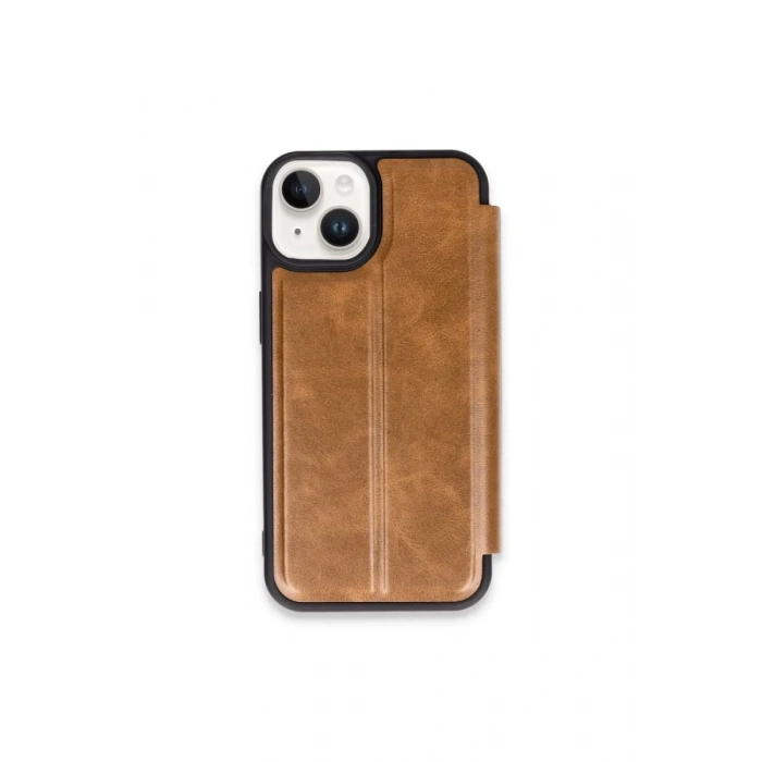Apple iPhone 15 Uyumlu Kılıf Flip Cover - Taba