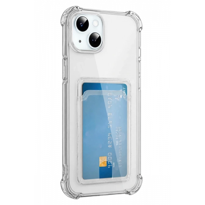 Apple iPhone 15 Uyumlu Kılıf Kart Şeffaf Silikon - Şeffaf