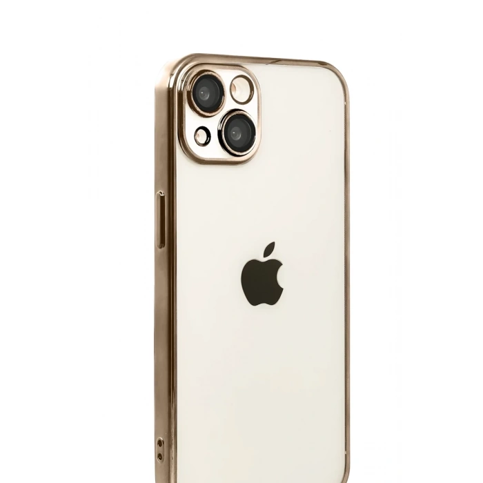 Apple iPhone 15 Uyumlu Lensli Silikon - Çöl Titanyum