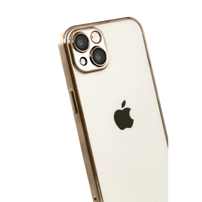 Apple iPhone 15 Uyumlu Lensli Silikon - Çöl Titanyum
