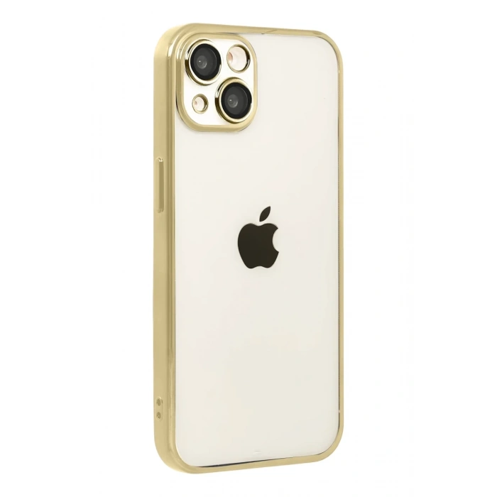 Apple iPhone 15 Uyumlu Lensli Silikon - Gold