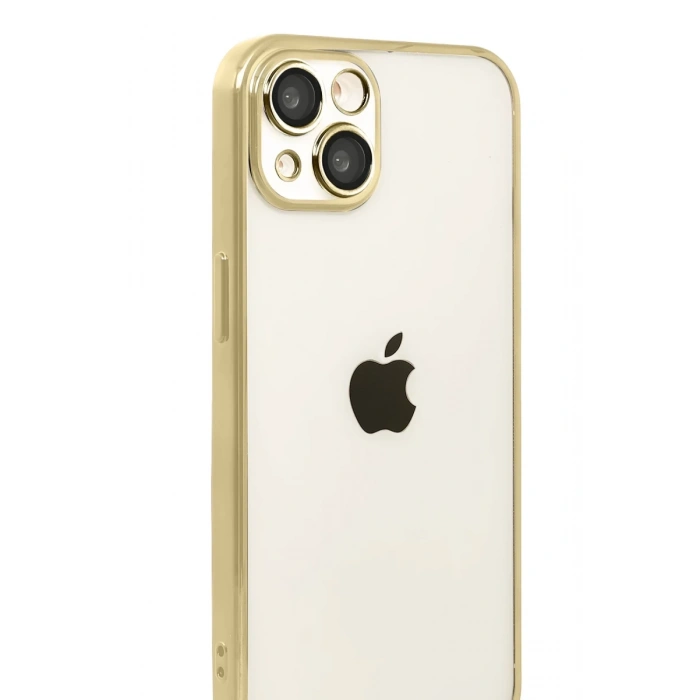 Apple iPhone 15 Uyumlu Lensli Silikon - Gold